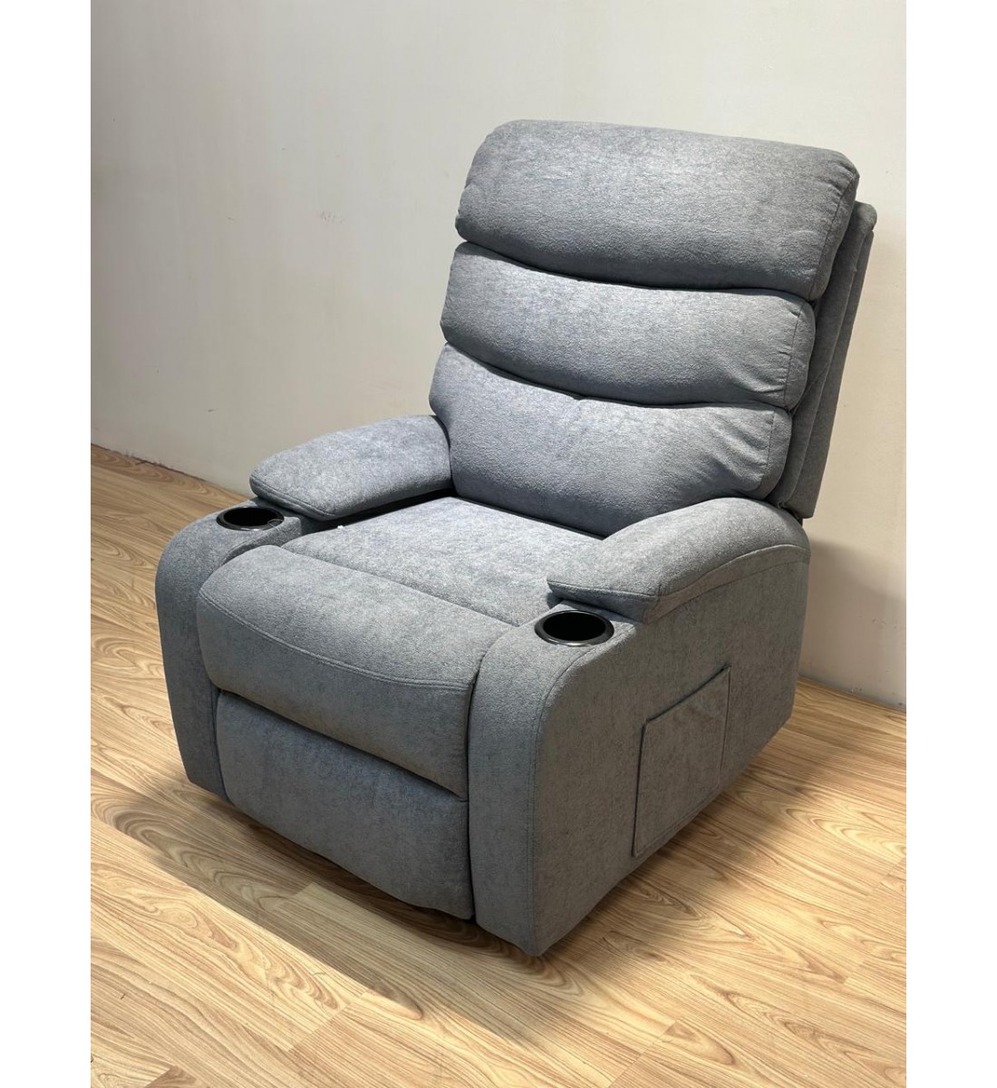 كرسي استرخاء فاخر  ثابت قماش رمادي 