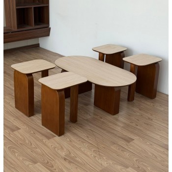 طقم طاولات عصري بتصميم مبتكر يجمع بين العملية والأناقة،5قطع 