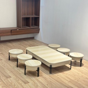 طقم طاولات عصري بتصميم مبتكر يجمع بين العملية والأناقة7قطع ملمس ناعم 