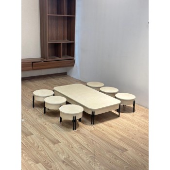 طقم طاولات عصري بتصميم مبتكر يجمع بين العملية والأناقة7قطع ملمس خشن 