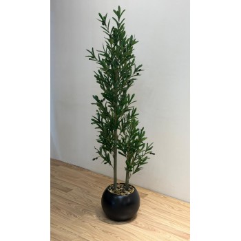 شجرة بمركن اسود زيتون ارتفاع  160سم  ديكور اصطناعية بتصميم واقعي وأوراق خضراء كثيفة تضفي لمسة طبيعية ومنعشة على المكان. 2متر 
