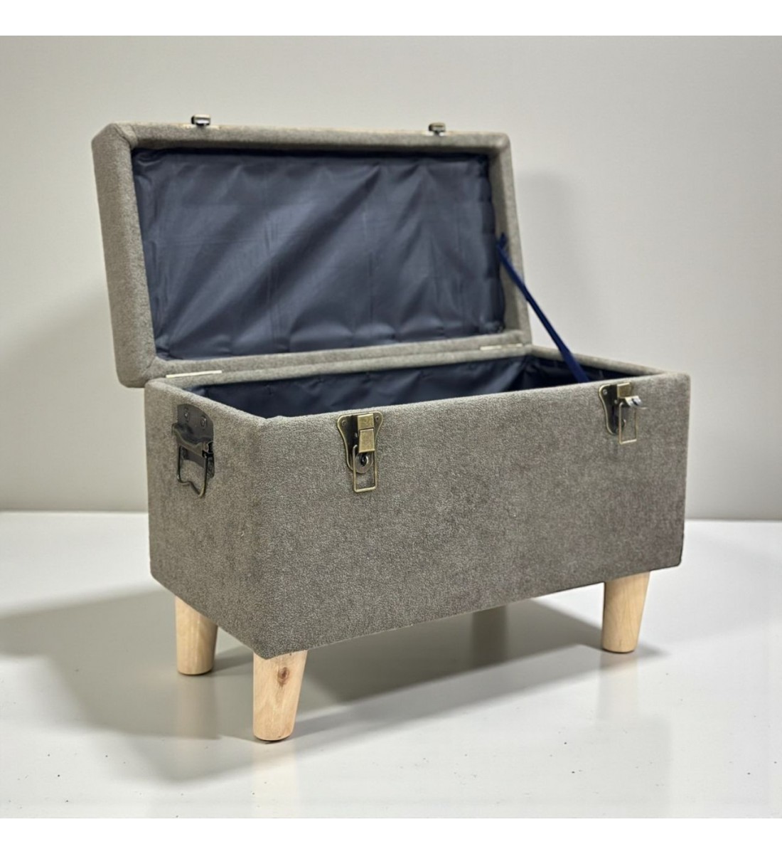 مقعد صندوق  سجاد بوكليه رصاصي غامق  52×27×39سم 