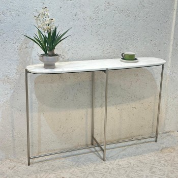طاولة مدخل او  كونسول بتصميم عصري كلاسيك رخام قاعده حديد مقاس  123×34×80سم 