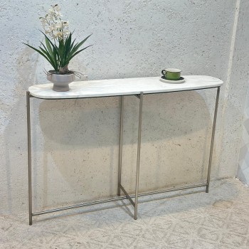طاولة مدخل او كونسول بتصميم عصري كلاسيك رخام قاعده حديد مقاس 123×34×80سم طاولة مدخل او كونسول بتصميم عصري كلاسيك رخام قاعده حديد مقاس 123×34×80سم