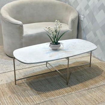 طاولة قهوة بسطح رخام -  123×63×40سم 