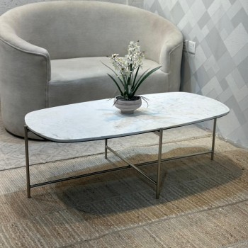 طاولة قهوة بسطح رخام - 123×63×40سم طاولة قهوة بسطح رخام - 123×63×40سم