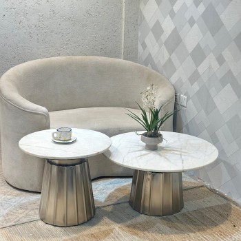 طقم طاولة قهوة بسطح رخام 2قطع طقم طاولة قهوة بسطح رخام 2قطع