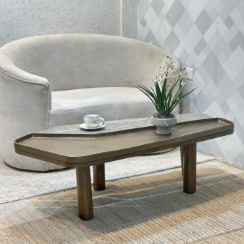 طاولة قهوة أوركا جانب سطح رخام والجانب الثاني معدني 130×60×40سم 