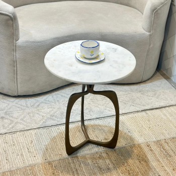 طاولة زينة بسطح رخام من لايف ستايل - 40×40×46سم 