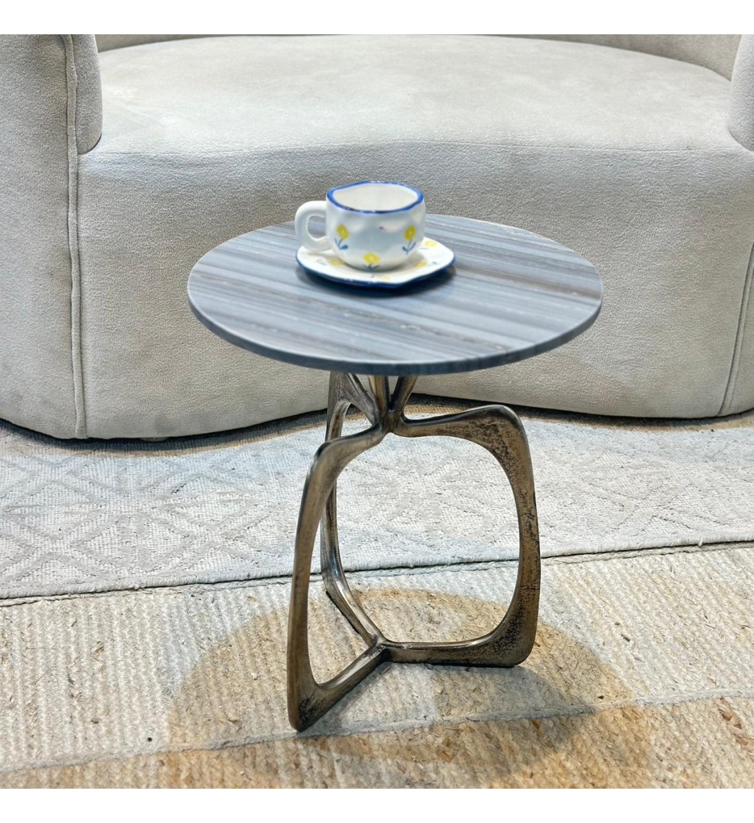 طاولة زينة بسطح رخام من لايف ستايل - 40×40×46سم 