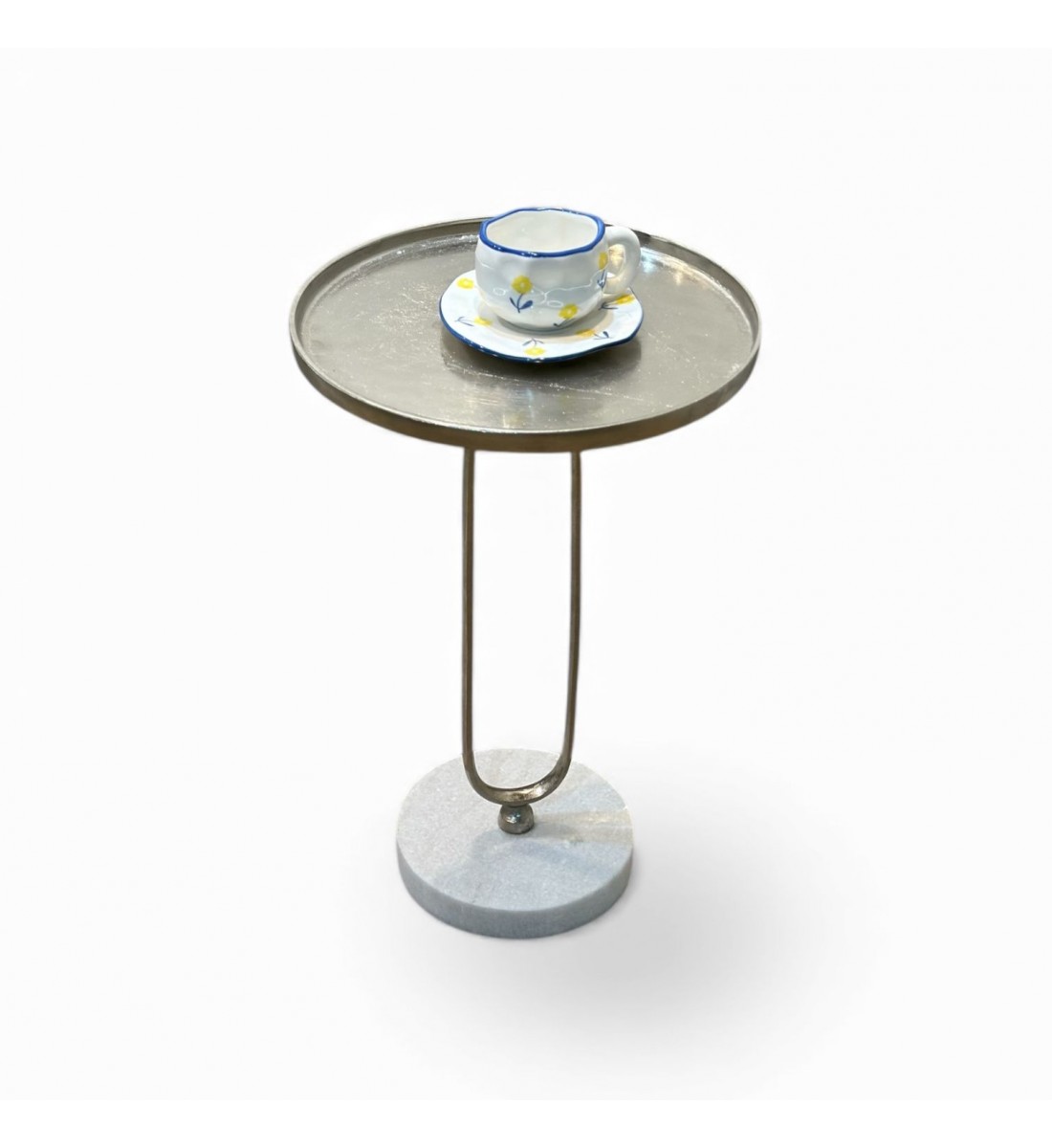 طاولة جانبية ألومنيوم  قاعده رخام من چازمين 35×35×53سم 