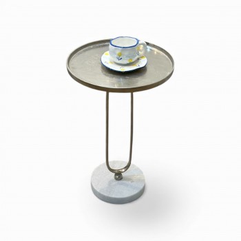 طاولة جانبية ألومنيوم  قاعده رخام من چازمين 35×35×53سم 