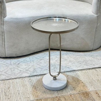 طاولة جانبية ألومنيوم  قاعده رخام من چازمين 35×35×53سم 