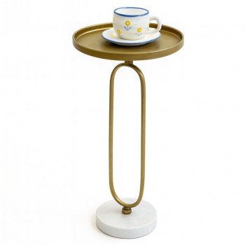 طاولة جانبية ألومنيوم  قاعده رخام من چازمين26×26×62سم 