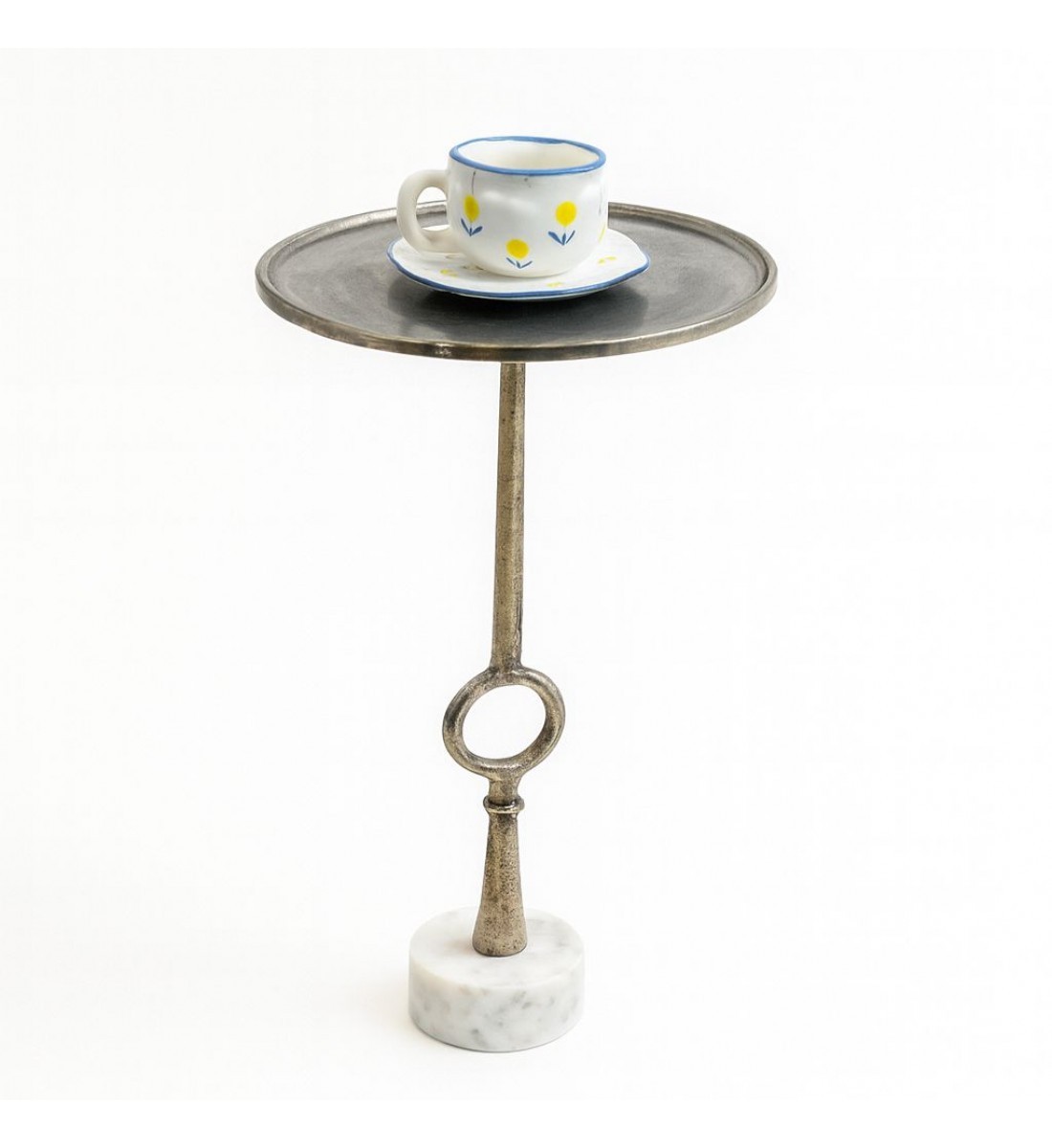 طاولة جانبية ألومنيوم قاعده رخام من چازمين  34×34×52سم 