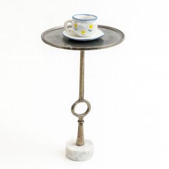 طاولة جانبية ألومنيوم قاعده رخام من چازمين  34×34×52سم 