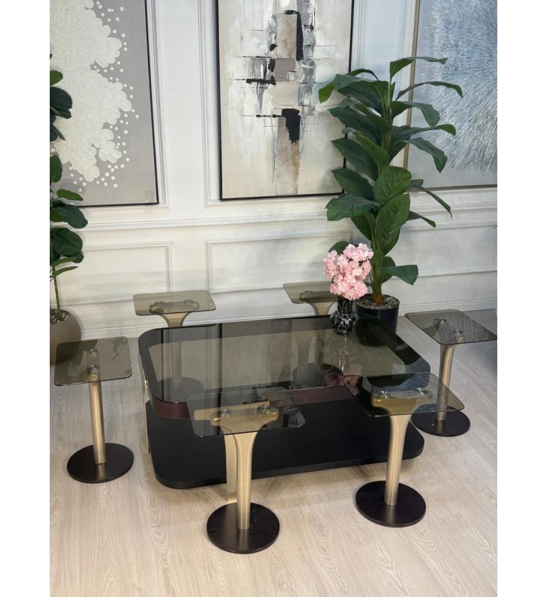 طقم طاولات تقديم 7 قطع سطح زجاج (منتج تفصيل ) طقم طاولات تقديم 7 قطع سطح زجاج (منتج تفصيل )