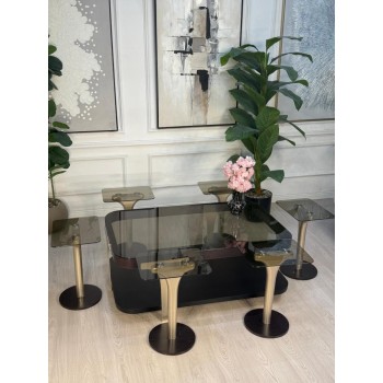  طقم  طاولات تقديم 7 قطع سطح زجاج    (منتج تفصيل )