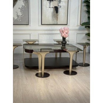  طقم  طاولات تقديم 7 قطع سطح زجاج    (منتج تفصيل )