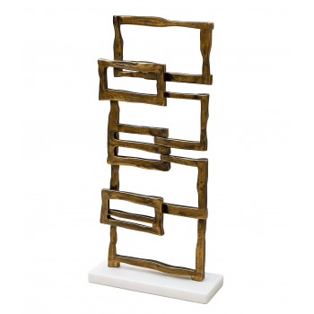 قطعة ديكورية فنية بتصميم نحتي عصري، مصنوعة بلون برونزي أنتيك بملمس خشن أنيق يعكس الطابع الفني الحديث56×10×14سم 