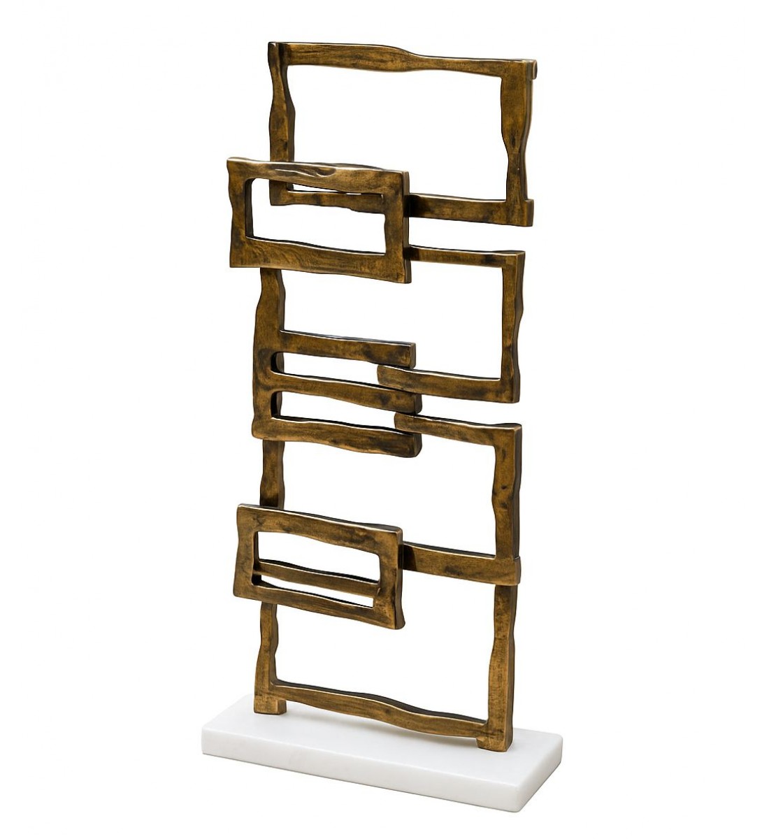 قطعة ديكورية فنية بتصميم نحتي عصري، مصنوعة بلون برونزي أنتيك بملمس خشن أنيق يعكس الطابع الفني الحديث56×10×14سم قطعة ديكورية فنية بتصميم نحتي عصري، مصنوعة بلون برونزي أنتيك بملمس خشن أنيق يعكس الطابع الفني الحديث56×10×14سم