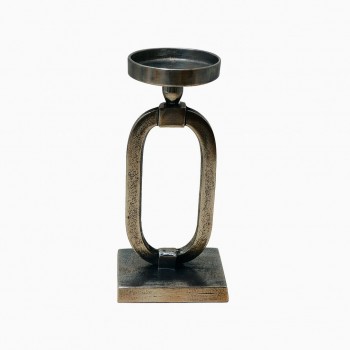 شمعدان فضي حديد تصميم انيق 36×11×11سم 