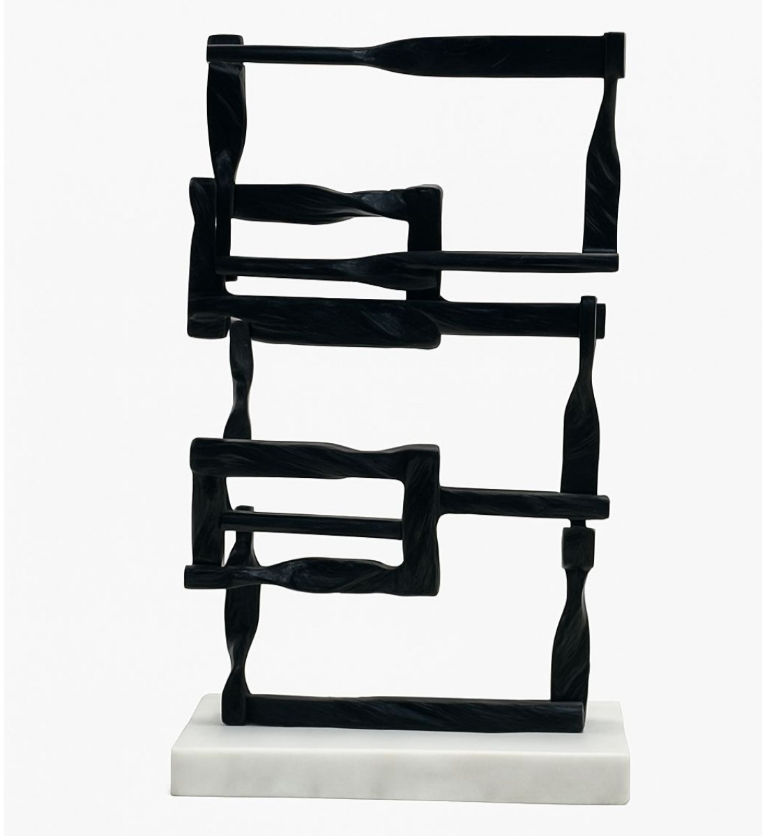  قطعة ديكور فنية عصرية بتصميم تجريدي أنيق، مصنوعة من معدن أسود بلمسة نهائية فاخرة43×24×10سم 