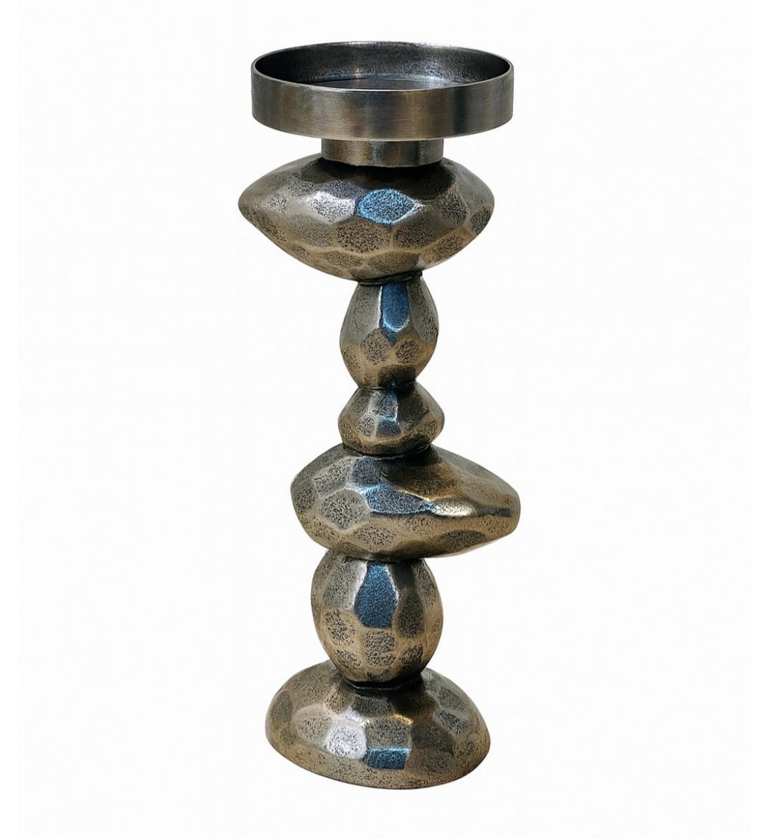 شمعدان ديكوري معدني بتصميم أنيق وعصري، مصنوع من المعدن بلون فضي 37×11×11سم شمعدان ديكوري معدني بتصميم أنيق وعصري، مصنوع من المعدن بلون فضي 37×11×11سم