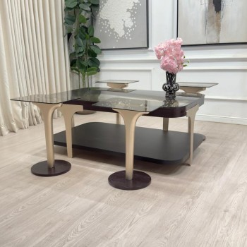  طقم  طاولات تقديم 5قطع سطح زجاج    (منتج تفصيل )