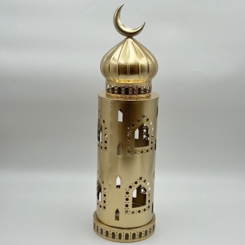  فانوس ديكوري فاخر بتصميم مستوحى من العمارة الإسلامية، مصنوع من معدن55×15×15سم 