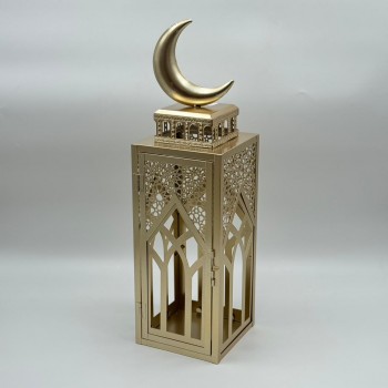  فانوس ديكوري فاخر بتصميم مستوحى من العمارة الإسلامية، مصنوع من معدن 50×14×14سم 