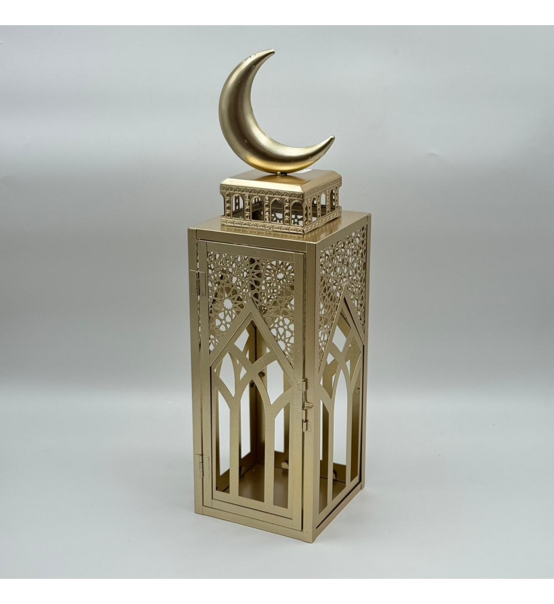  فانوس ديكوري فاخر بتصميم مستوحى من العمارة الإسلامية، مصنوع من معدن 50×14×14سم 