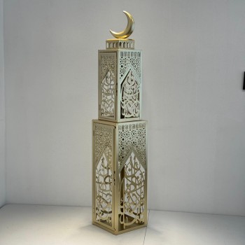  فانوس ديكوري فاخر بتصميم مستوحى من العمارة الإسلامية، مصنوع من معدن100×18×18سم 