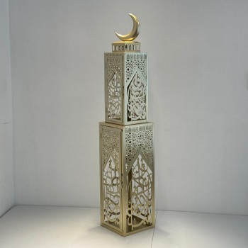  فانوس ديكوري فاخر بتصميم مستوحى من العمارة الإسلامية، مصنوع من معدن100×18×18سم 