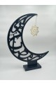 ديكور هلال رمضان بنقشة إسلامية مع نجمة معلّقة لون اسود 63×10×45سم 