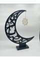 ديكور هلال رمضان بنقشة إسلامية مع نجمة معلّقة لون اسود 63×10×45سم 