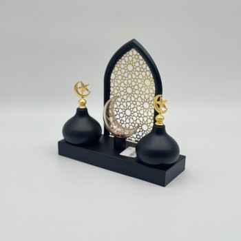 قطعة ديكورية أنيقة بتصميم إسلامي راقٍ تجمع بين الجمال والرمزية اسود 21×21×8سم 