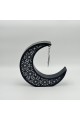 ديكور هلال رمضان بنقشة إسلامية مع نجمة معلّقة لون اسود 27×27×6سم 