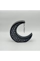 ديكور هلال رمضان بنقشة إسلامية مع نجمة معلّقة لون اسود 27×27×6سم 