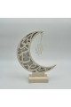ديكور هلال رمضان بنقشة إسلامية مع نجمة معلّقة لون بيج 32×7×21سم 