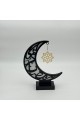 ديكور هلال رمضان بنقشة إسلامية مع نجمة معلّقة لون اسود 32×7×21سم 