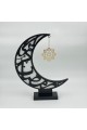 ديكور هلال رمضان بنقشة إسلامية مع نجمة معلّقة لون اسود 47×34×7سم