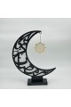 ديكور هلال رمضان بنقشة إسلامية مع نجمة معلّقة لون اسود 47×34×7سم