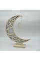 ديكور هلال رمضان بنقشة إسلامية مع نجمة معلّقة لون بيج 47×34×7سم