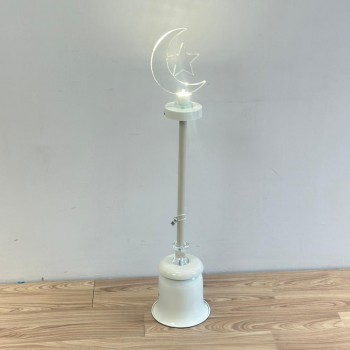 فانوس ديكوري بإضاءة LED على شكل هلال ونجمة، تصميم أنيق بلون أبيض 102سم 