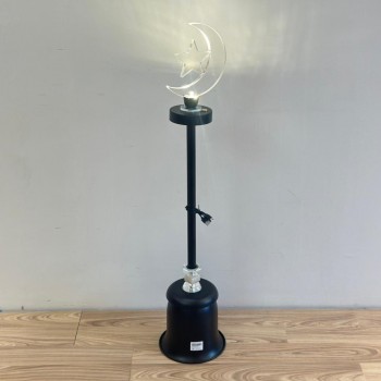 فانوس ديكوري بإضاءة LED على شكل هلال ونجمة، تصميم أنيق بلون اسود102سم 