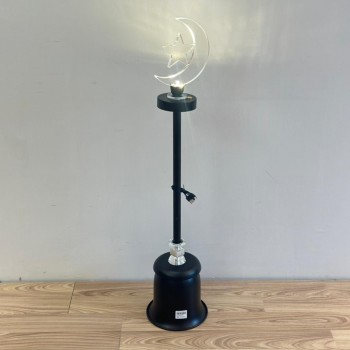 فانوس ديكوري بإضاءة LED على شكل هلال ونجمة، تصميم أنيق بلون اسود102سم 