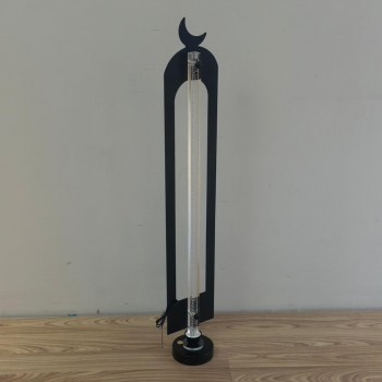 فانوس أرضي ديكوري بتصميم هلال عصري باللون الاسود ، يتميز بشكل نحيف وأنيق مع إضاءة 97سم 
