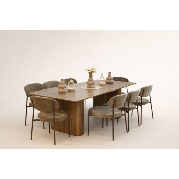 طاولة طعام مودرن خشبية مع 8 كراسي مبطنة