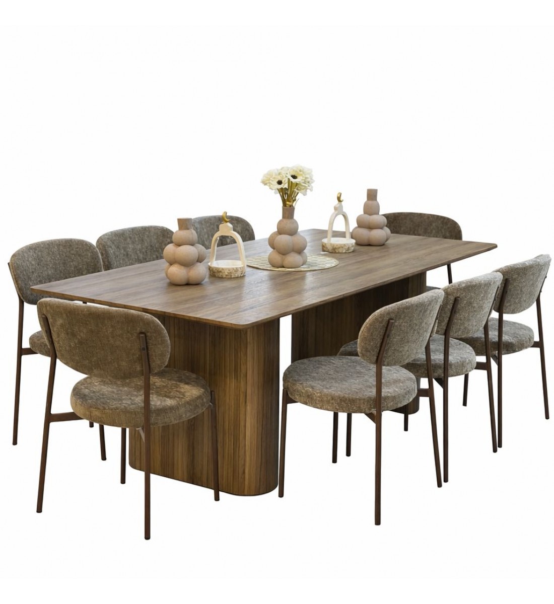 طاولة طعام مودرن خشبية مع 8 كراسي مبطنة طاولة طعام مودرن خشبية مع 8 كراسي مبطنة